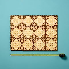 Set of 12 Reclaimed Godwin Encaustic Stylised Floral Floor Tiles