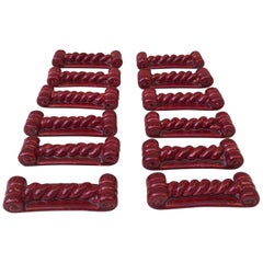 Set of 12 Red Majolica Knife Rests Vallauris, circa 1950