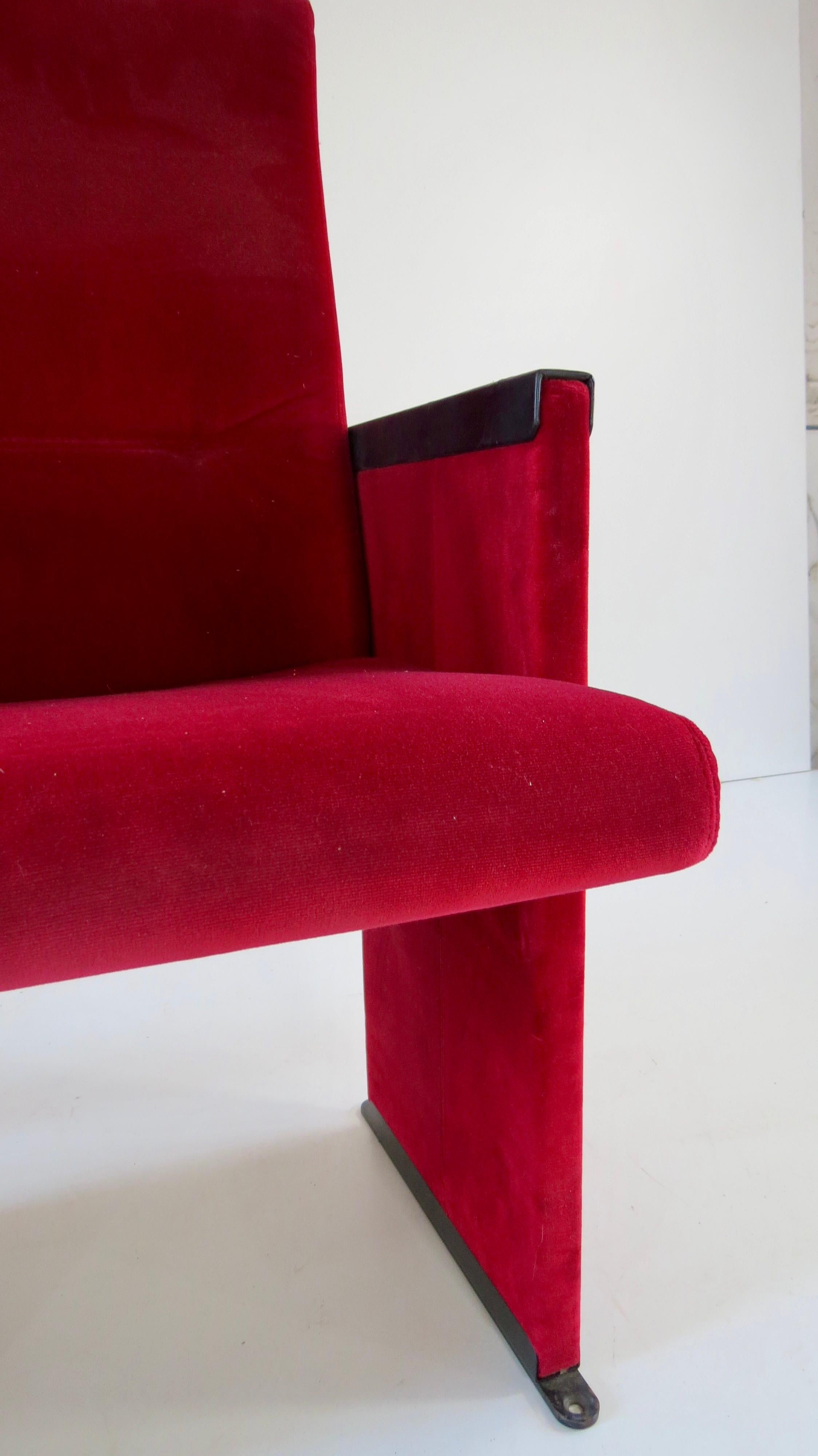 Set of 12 Red Velvet Carlo Scarpa Theatre Chairs, from the Auditorium Roma, 1960 7