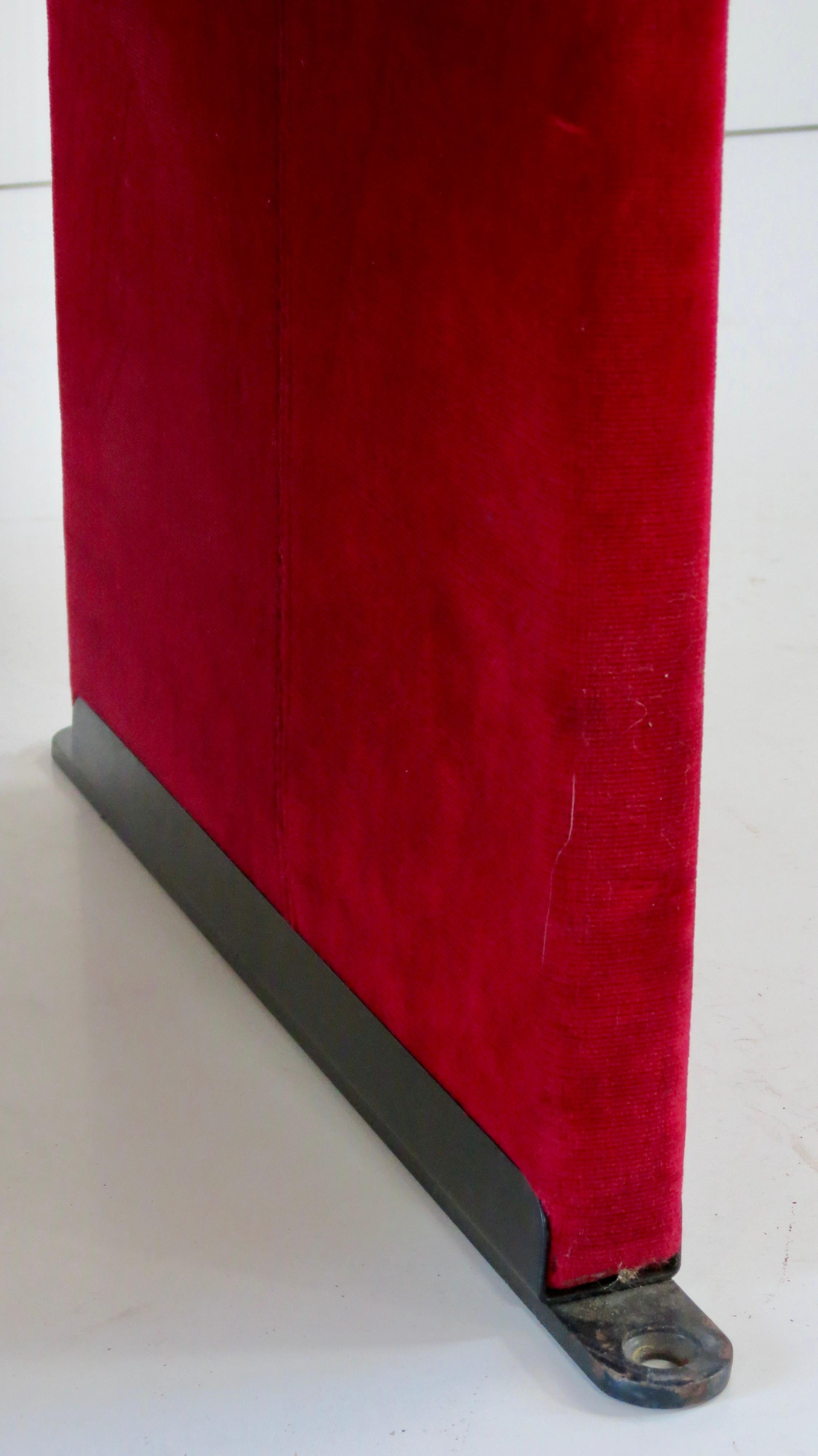 Set of 12 Red Velvet Carlo Scarpa Theatre Chairs, from the Auditorium Roma, 1960 8