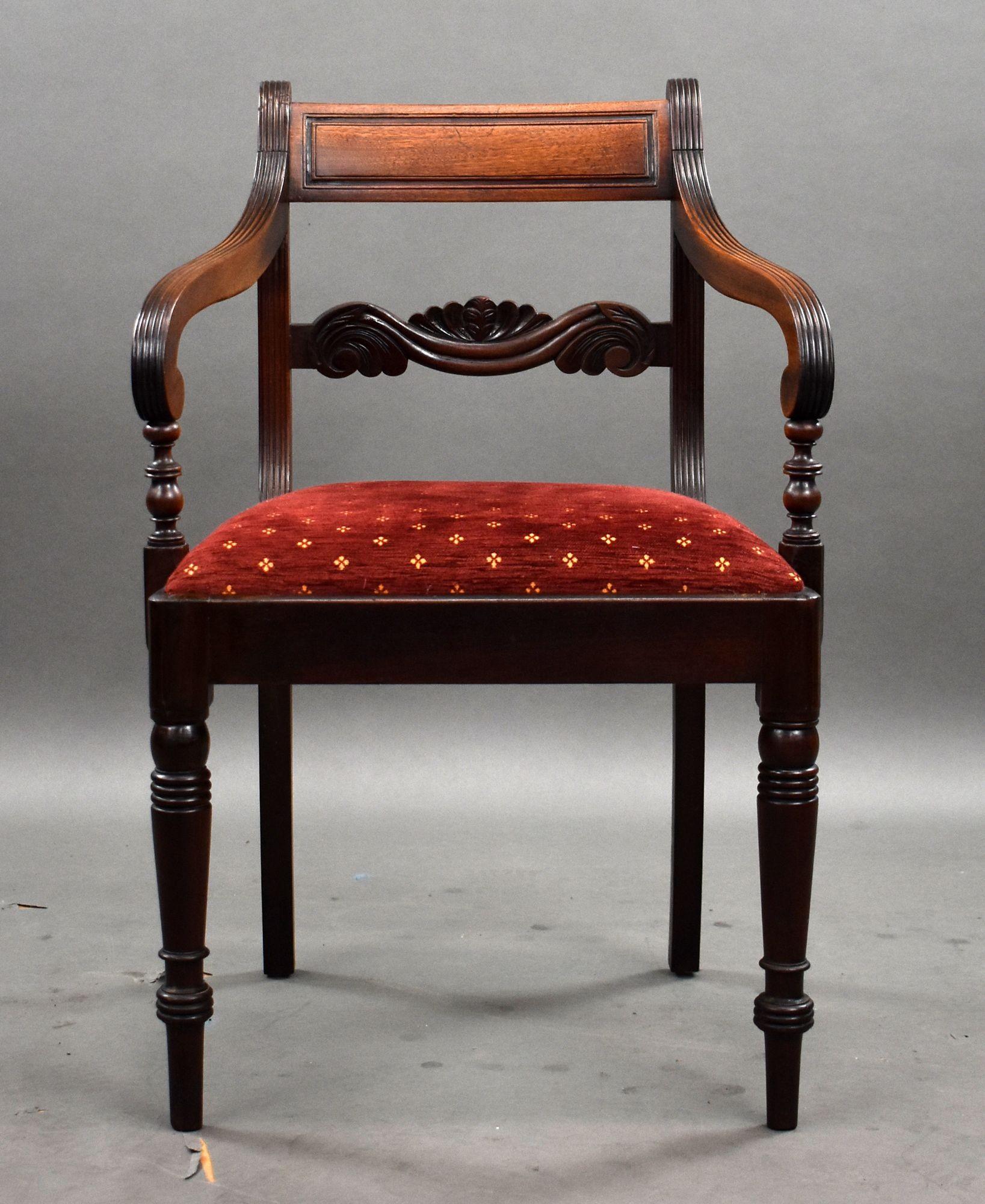 English Set of 12 Regency Mahogany Dining Chairs For Sale