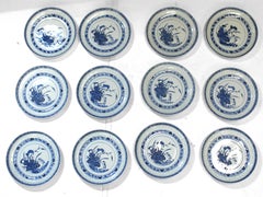 Set of 12 Rice Ware Dessert or Salad Plates, Chinese Export, circa 1900-1925