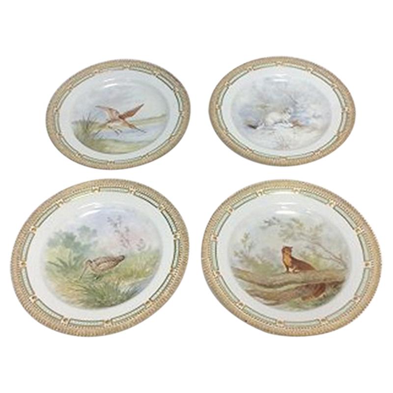 Set of 12 Royal Copenhagen Flora Danica Game Dinner Plate No. 3549 For Sale