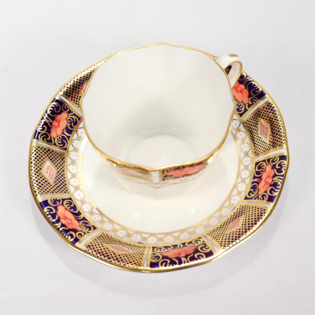 Set of 12 Royal Crown Derby Porcelain Border Imari Pattern 8450 Cups & Saucers For Sale 6