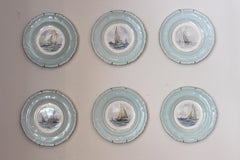 Set of 12 Royal Crown Derby Porcelain Plates with Yachting Scenes