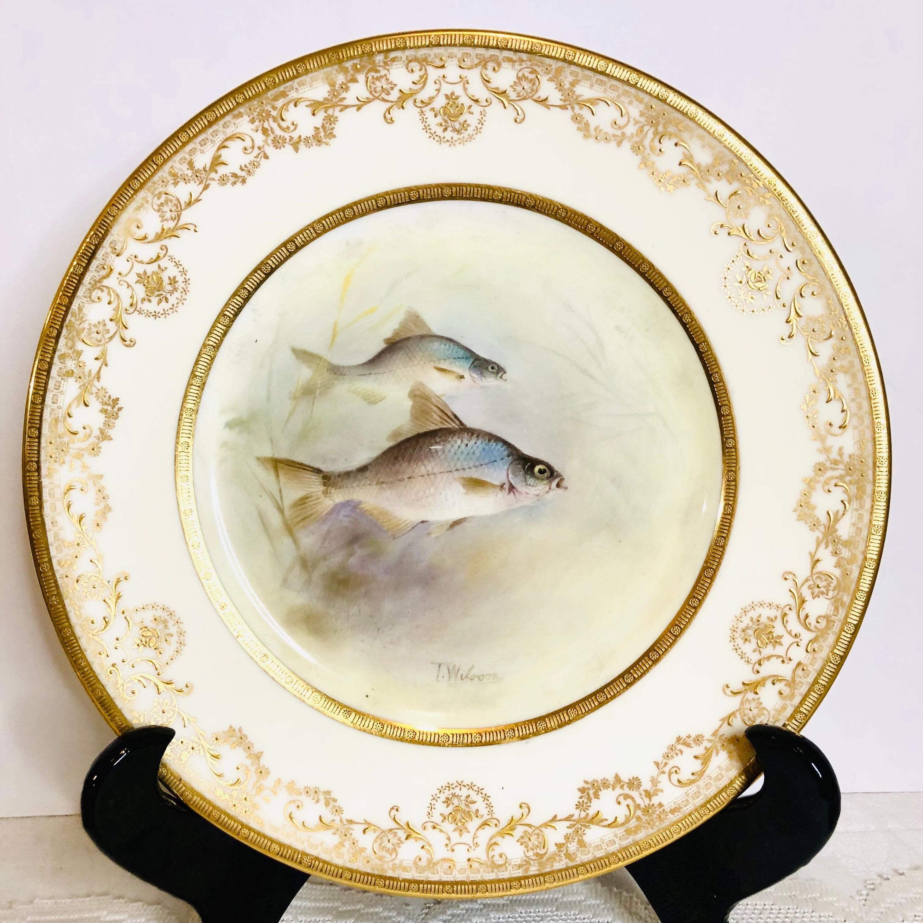 Set of 12 Royal Doulton Fish Plates Each Hand Painted with Different Fish  3
