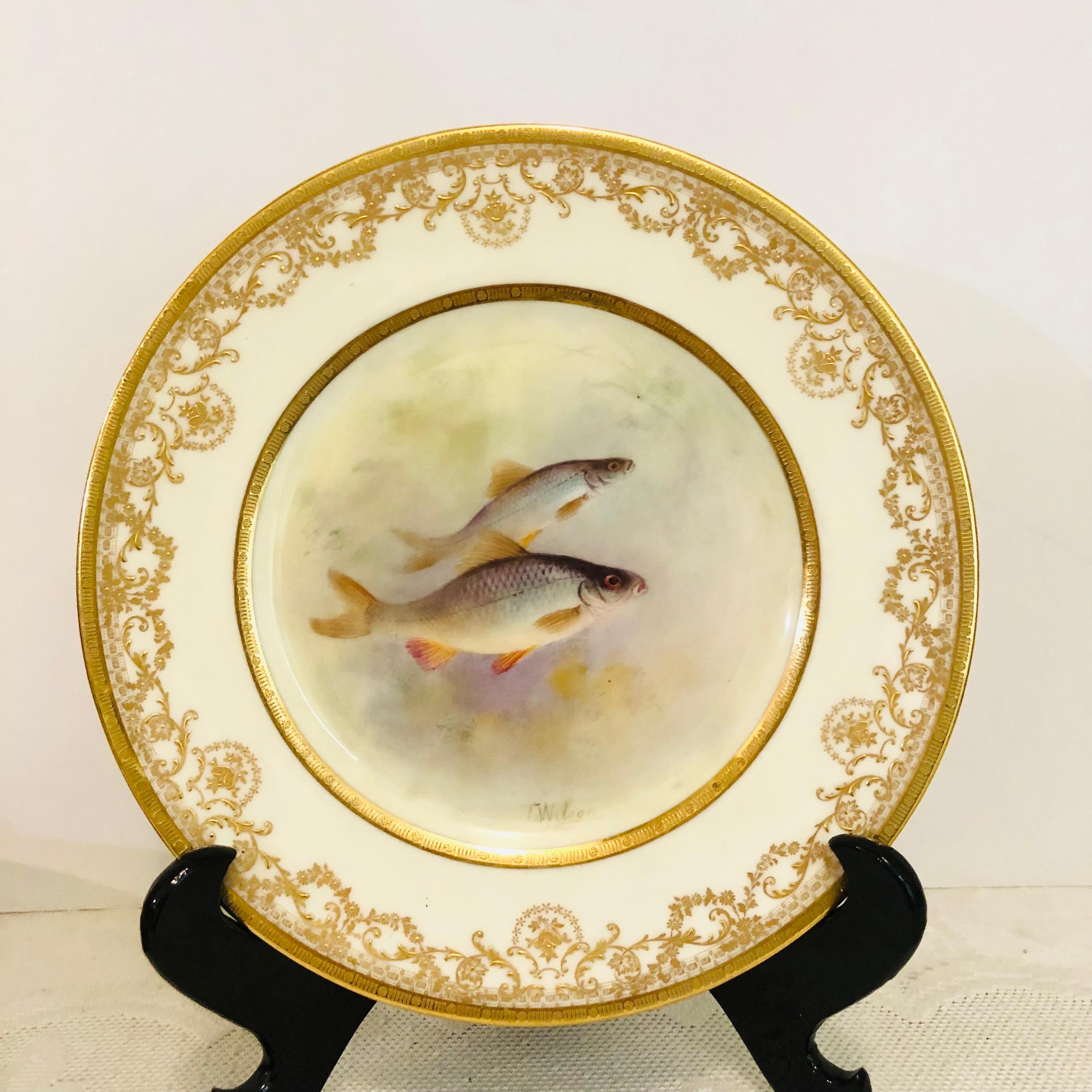 Set of 12 Royal Doulton Fish Plates Each Hand Painted with Different Fish  5