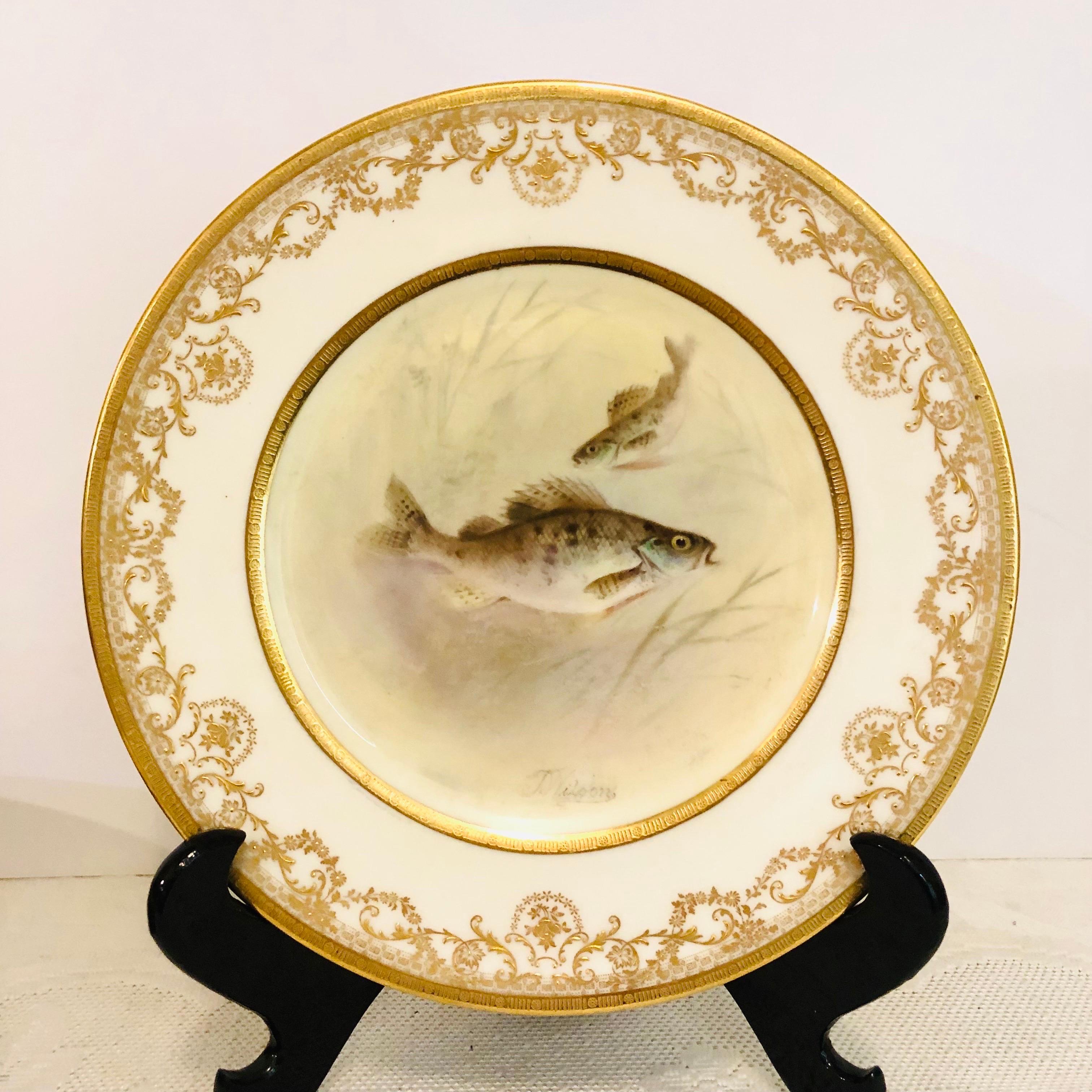 Set of 12 Royal Doulton Fish Plates Each Hand Painted with Different Fish  6