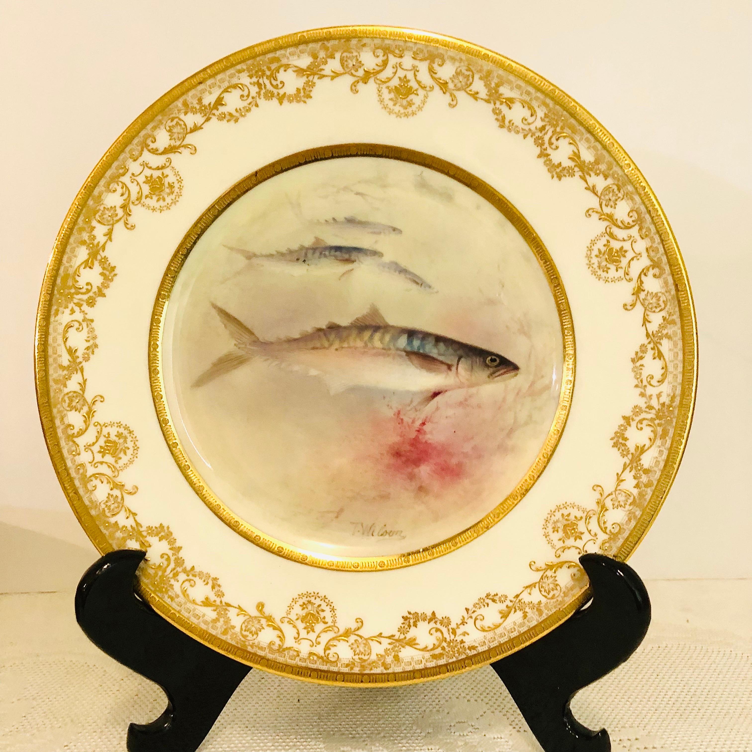 Set of 12 Royal Doulton Fish Plates Each Hand Painted with Different Fish  7