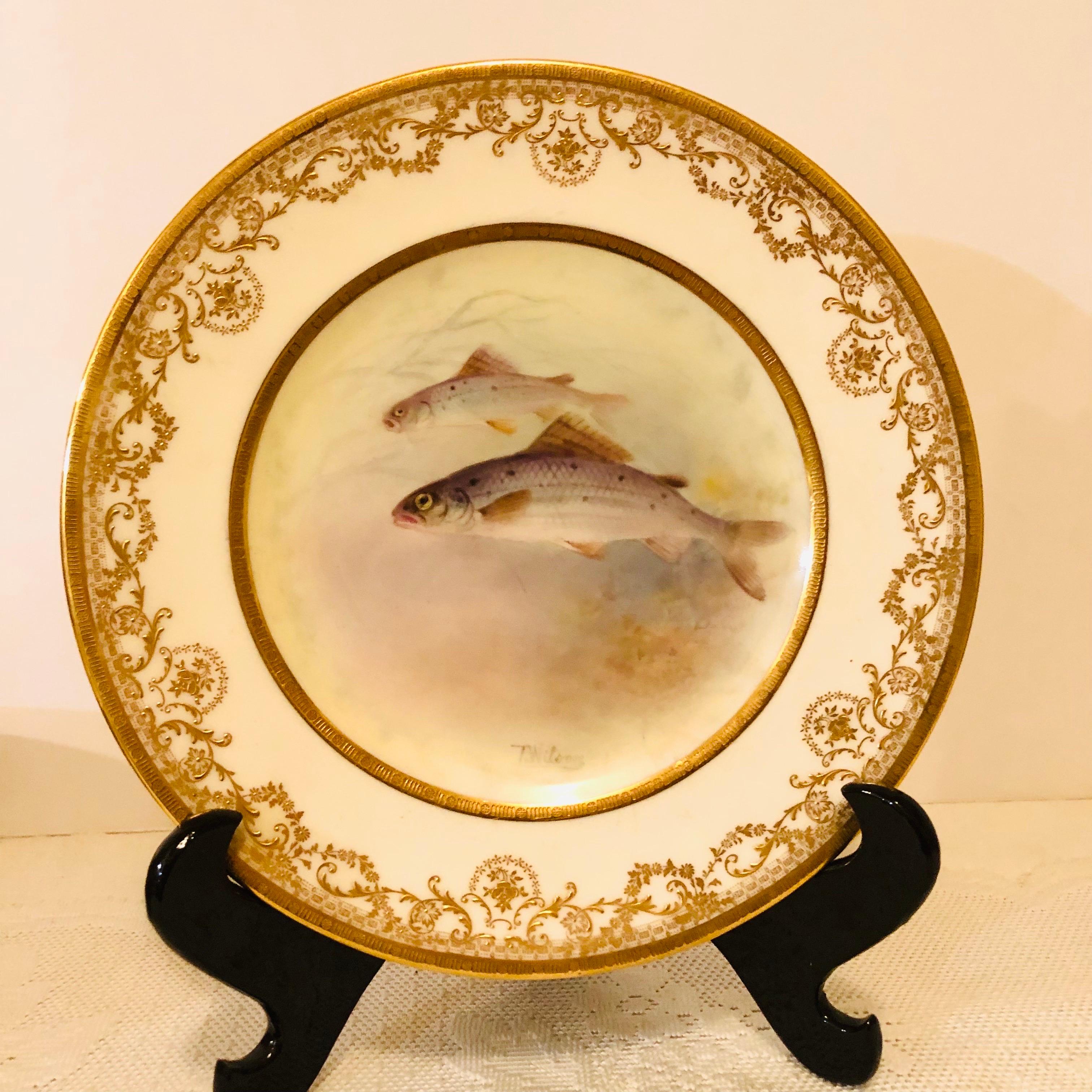 Set of 12 Royal Doulton Fish Plates Each Hand Painted with Different Fish  8