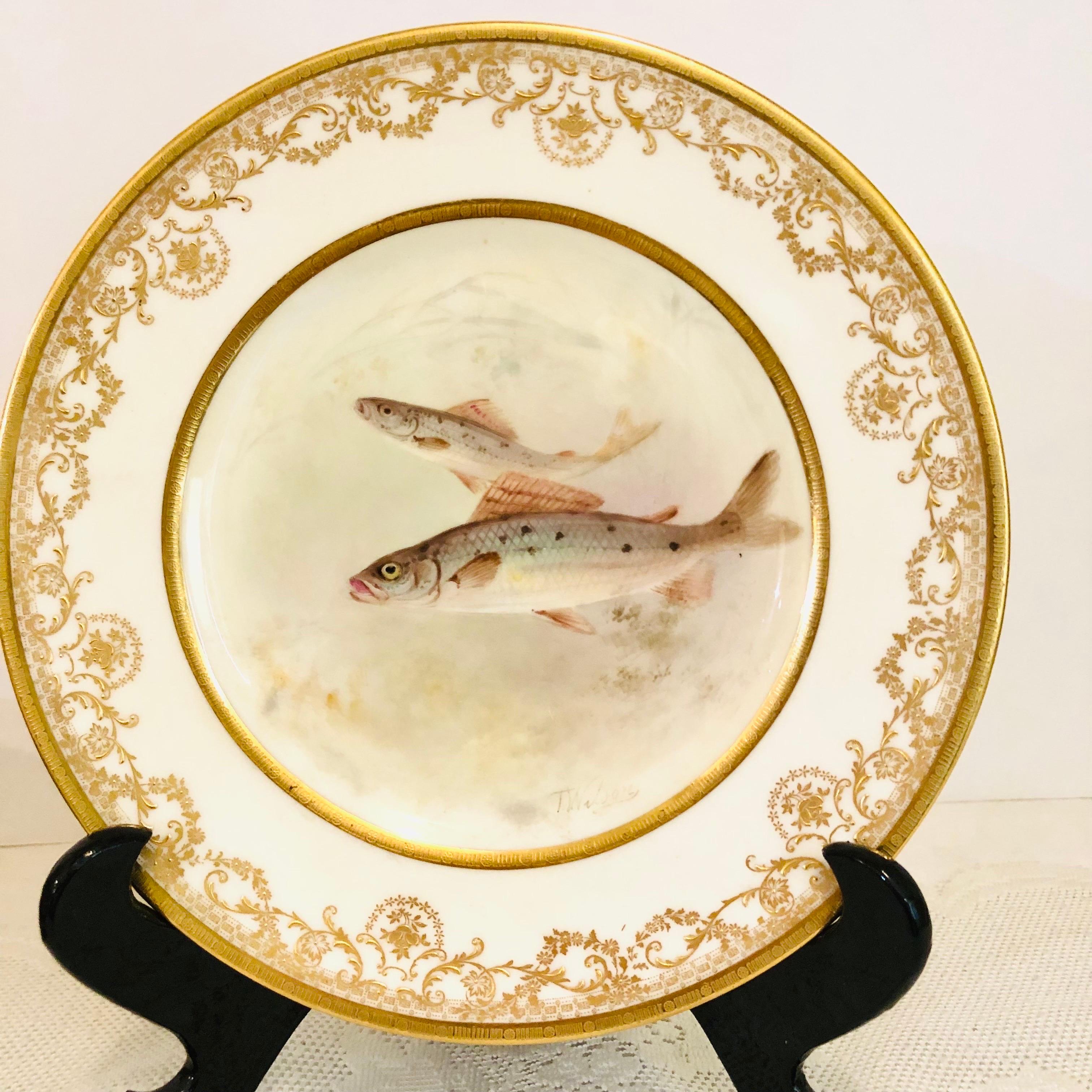 Set of 12 Royal Doulton Fish Plates Each Hand Painted with Different Fish  9