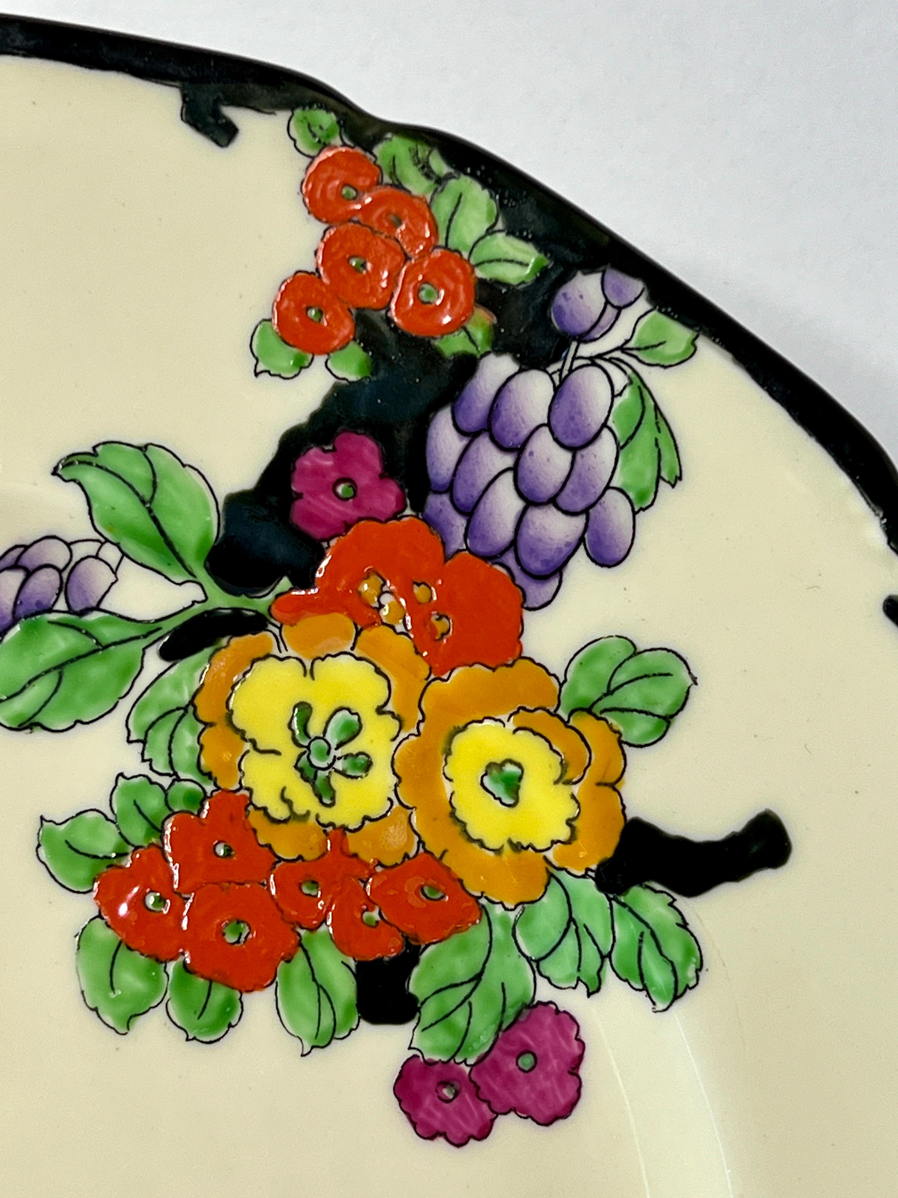 Porcelain Set of 12 Royal Doulton Vibrant Enamel Art Deco Flamingo Dinner Plates