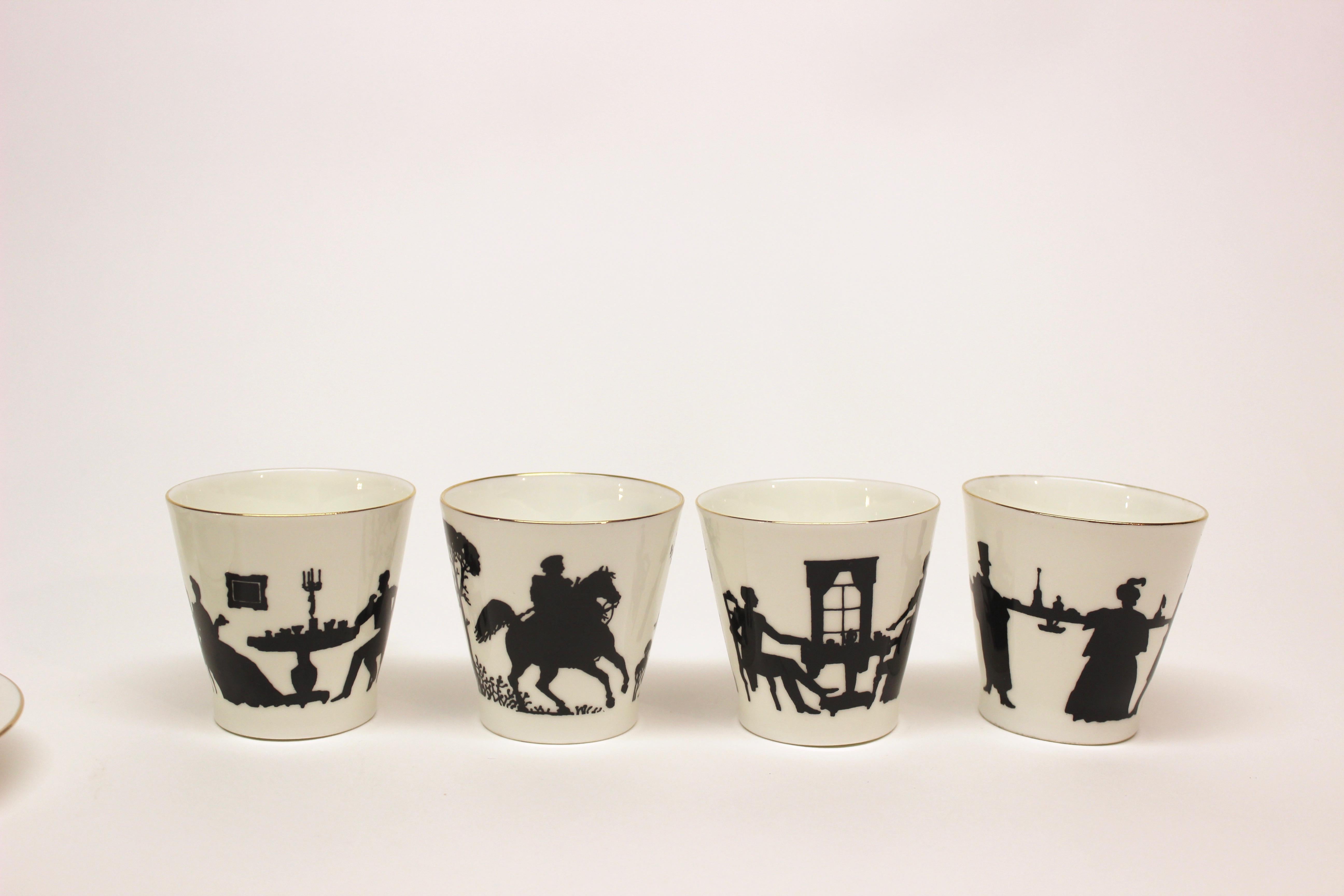 Set von 12 russischen Lomonosov Demi-Tasse-Porzellanbechern und Untertassen 1