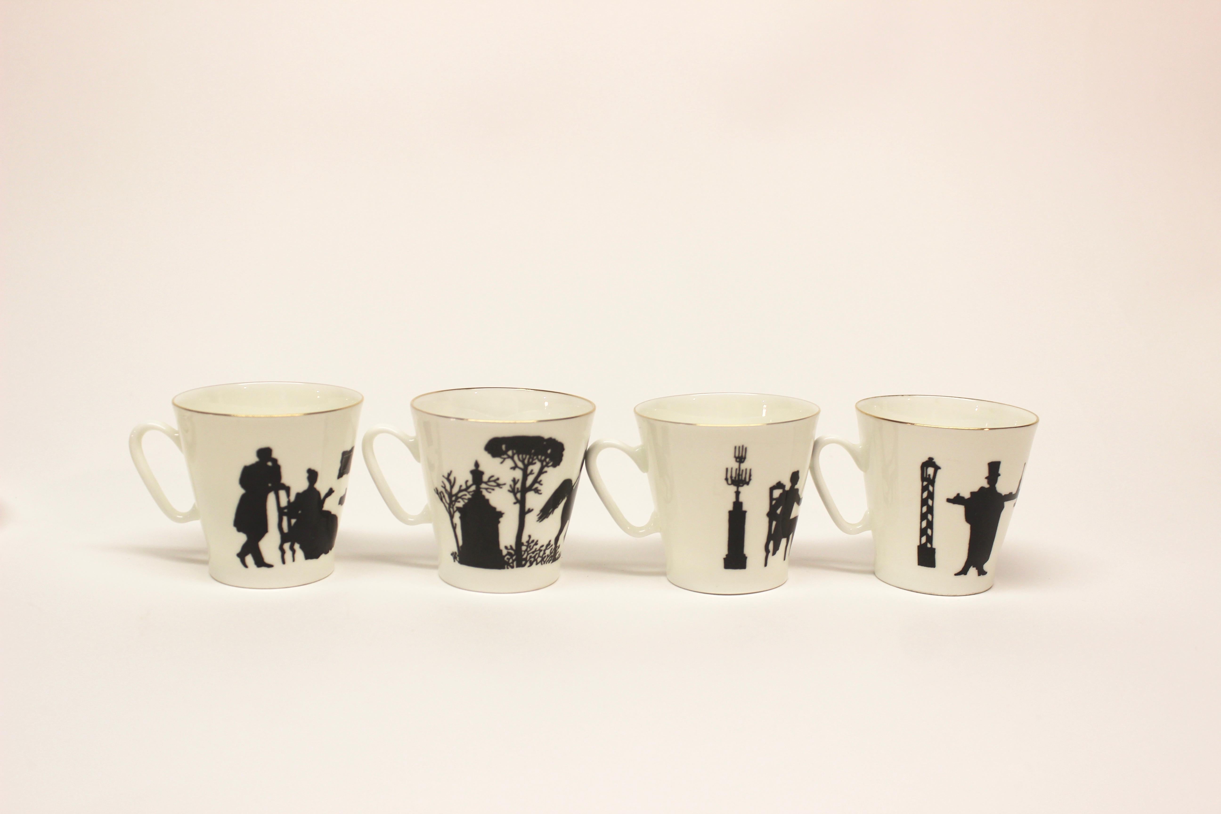 Set von 12 russischen Lomonosov Demi-Tasse-Porzellanbechern und Untertassen 3
