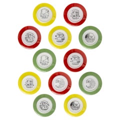 Set of 12 Saint-Gobain Advertising Plates Designed by Jean Effel
