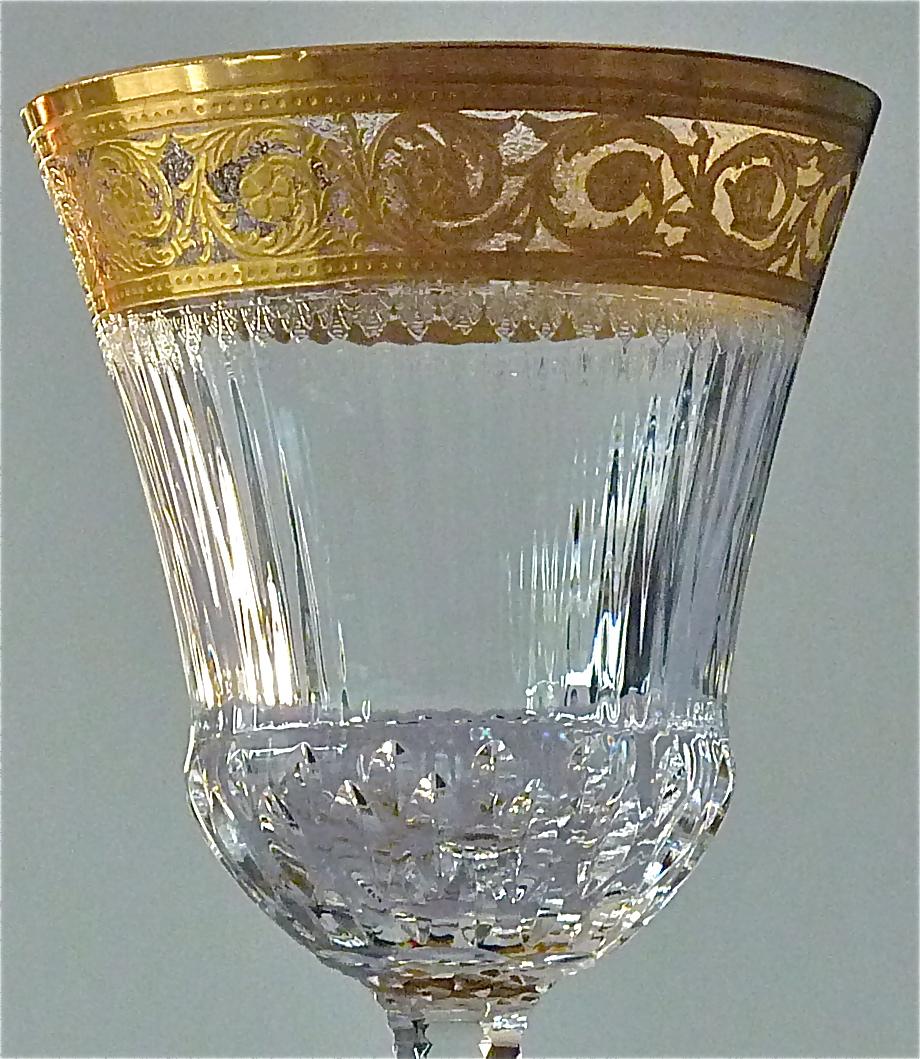 Satz von 12 Saint Louis vergoldet Kristall Weingläser Distel 1950er Jahre Französisch Stemware (Art nouveau)