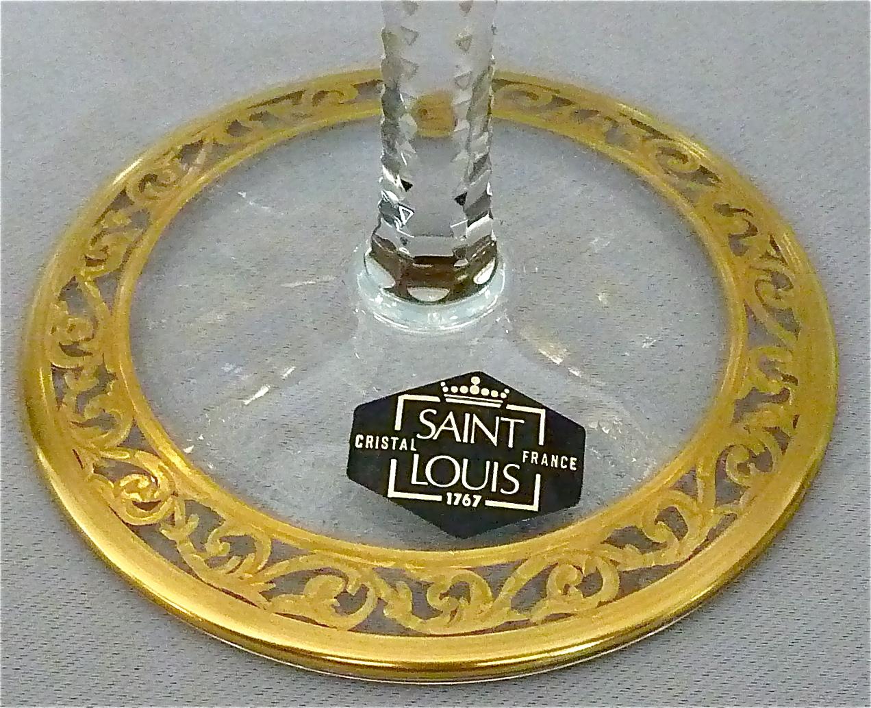 Satz von 12 Saint Louis vergoldet Kristall Weingläser Distel 1950er Jahre Französisch Stemware im Zustand „Gut“ in Nierstein am Rhein, DE