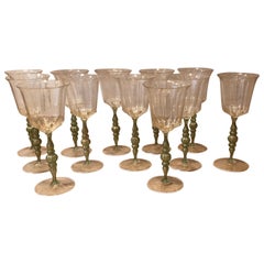 Antique Set of 12 Salviati Venetian Wine Glasses