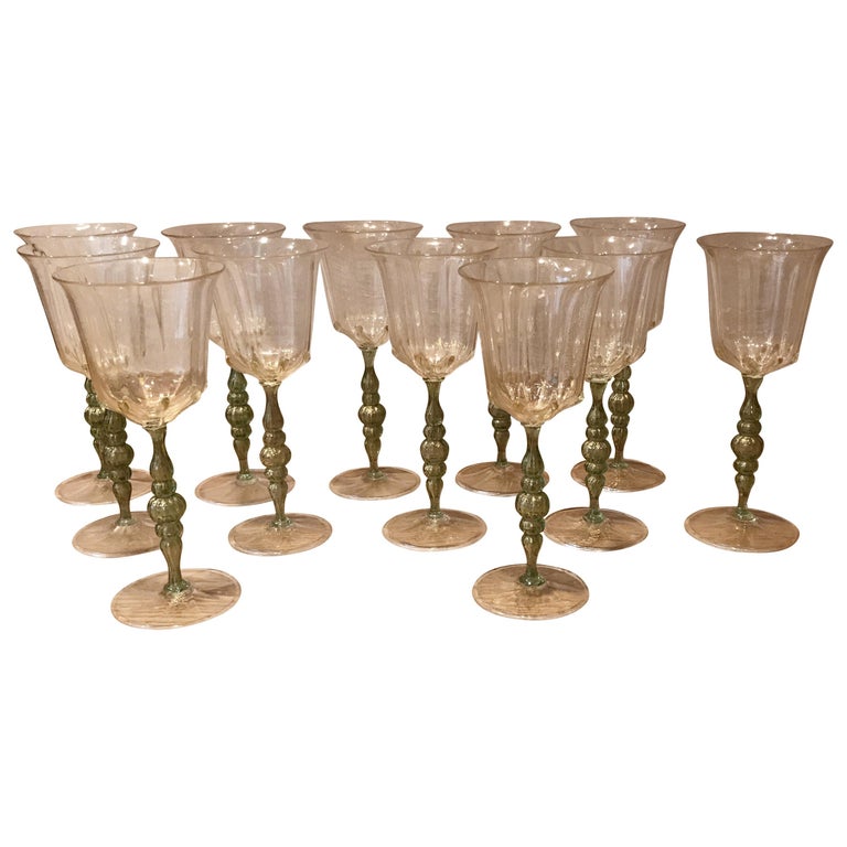 Set of 12 Salviati Wine Glasses For Sale at 1stDibs