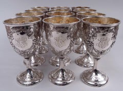 Set of 12 Schofield Baltimore Sterling Silver Grapevine Goblets