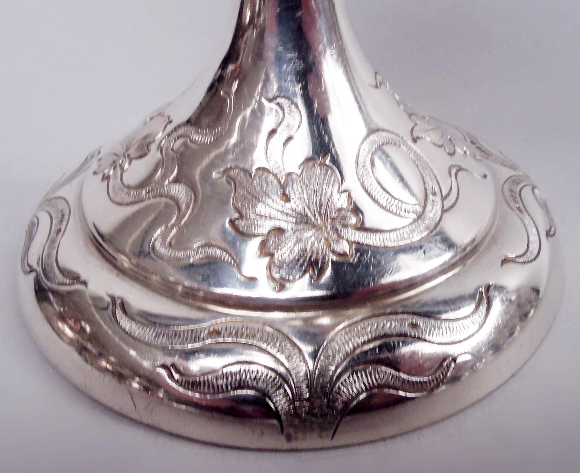 20th Century Set of 12 Schofield Baltimore Sterling Silver Grapevine Goblets For Sale