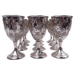 Set of 12 Schofield Baltimore Sterling Silver Grapevine Goblets