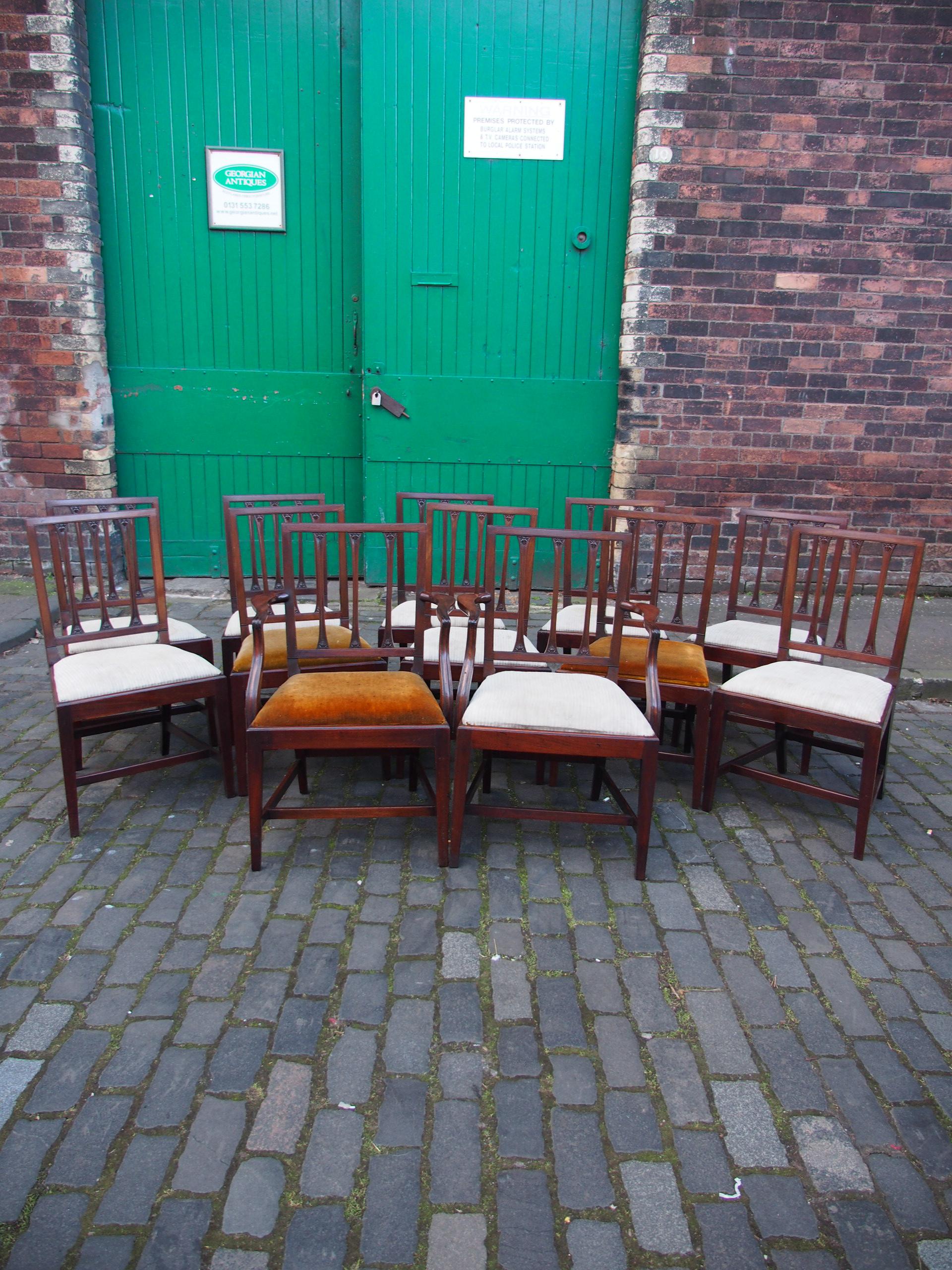 Set of 12 Scottish George III Mahogany Dining Chairs For Sale 3