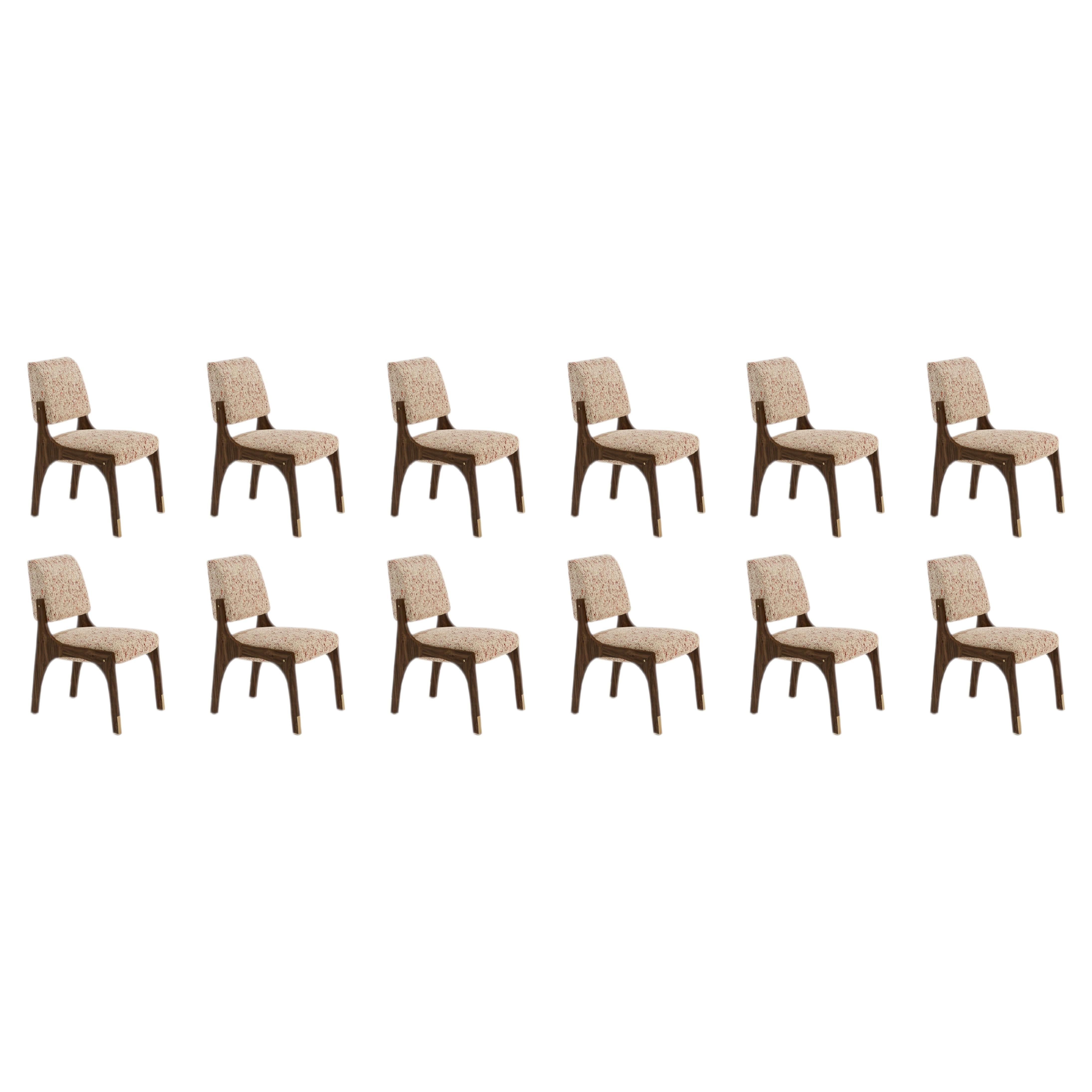 Set of 12 sculptural walnut armless Arches II dining chairs by InsidherLand