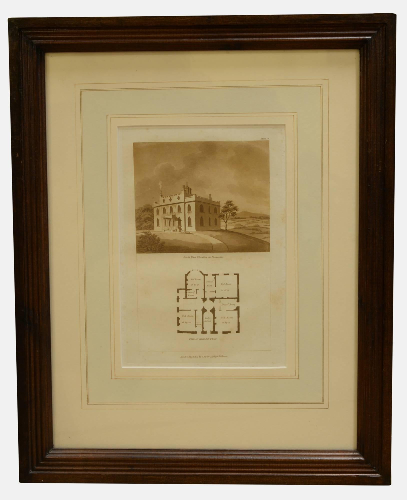 19th Century Set of 12 sepia prints of designs for cottage Later frames c1830 For Sale