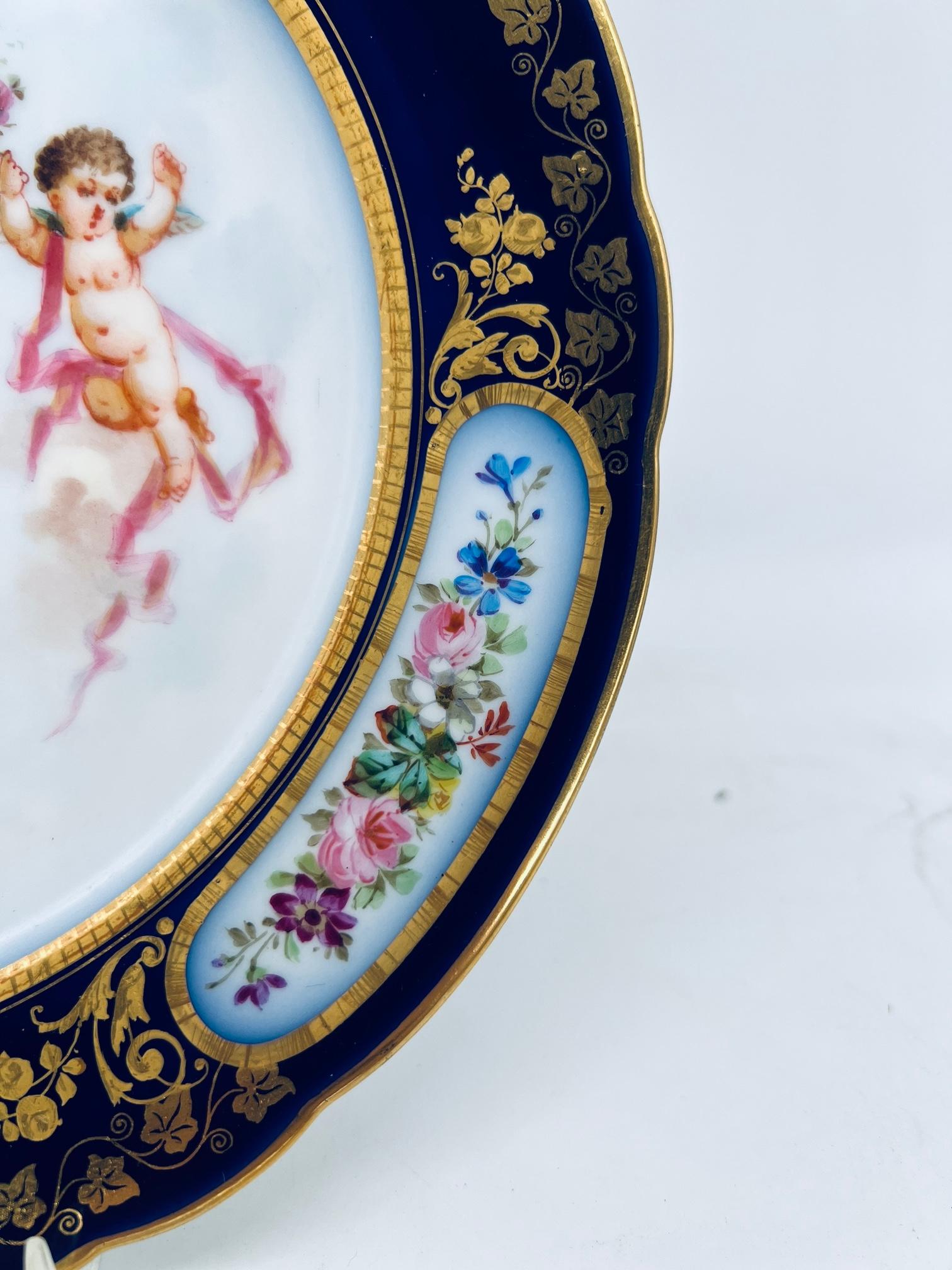 Set of 12, Sevres 19th C., Chateau Des Tuileries 1846 Louis Phillippe Plates In Good Condition For Sale In Atlanta, GA