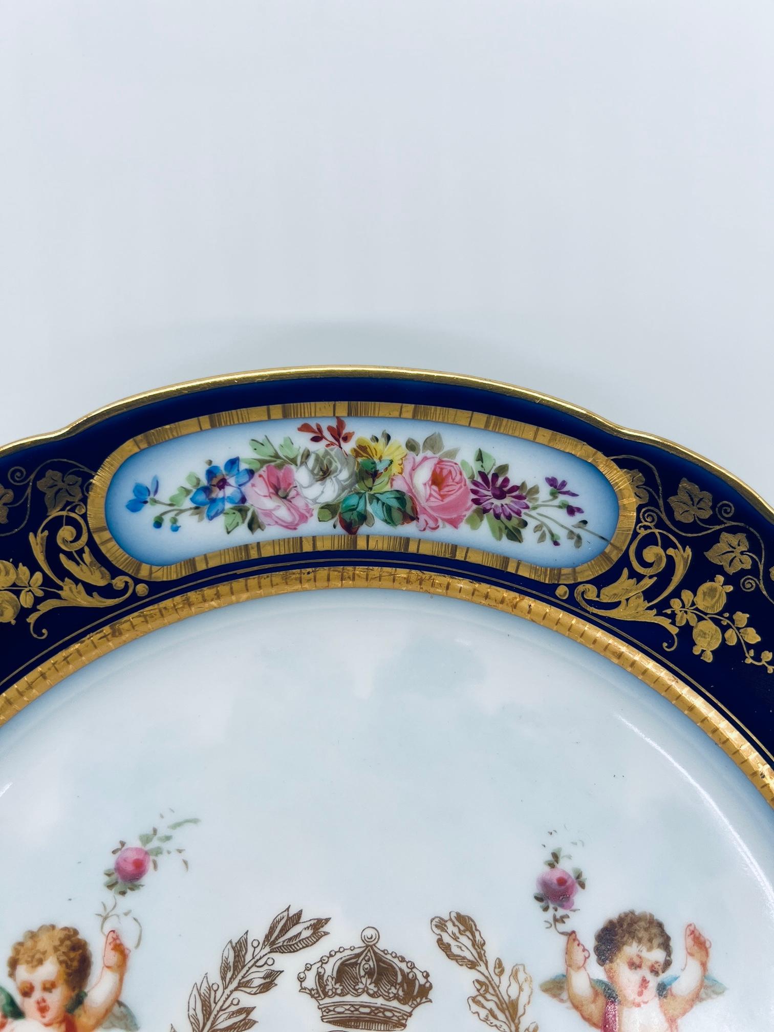 19th Century Set of 12, Sevres 19th C., Chateau Des Tuileries 1846 Louis Phillippe Plates For Sale