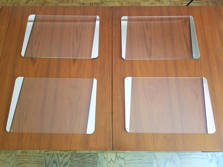 Set of 12 Signed 1970s Lucite and Mirror Dining Table Placemats For