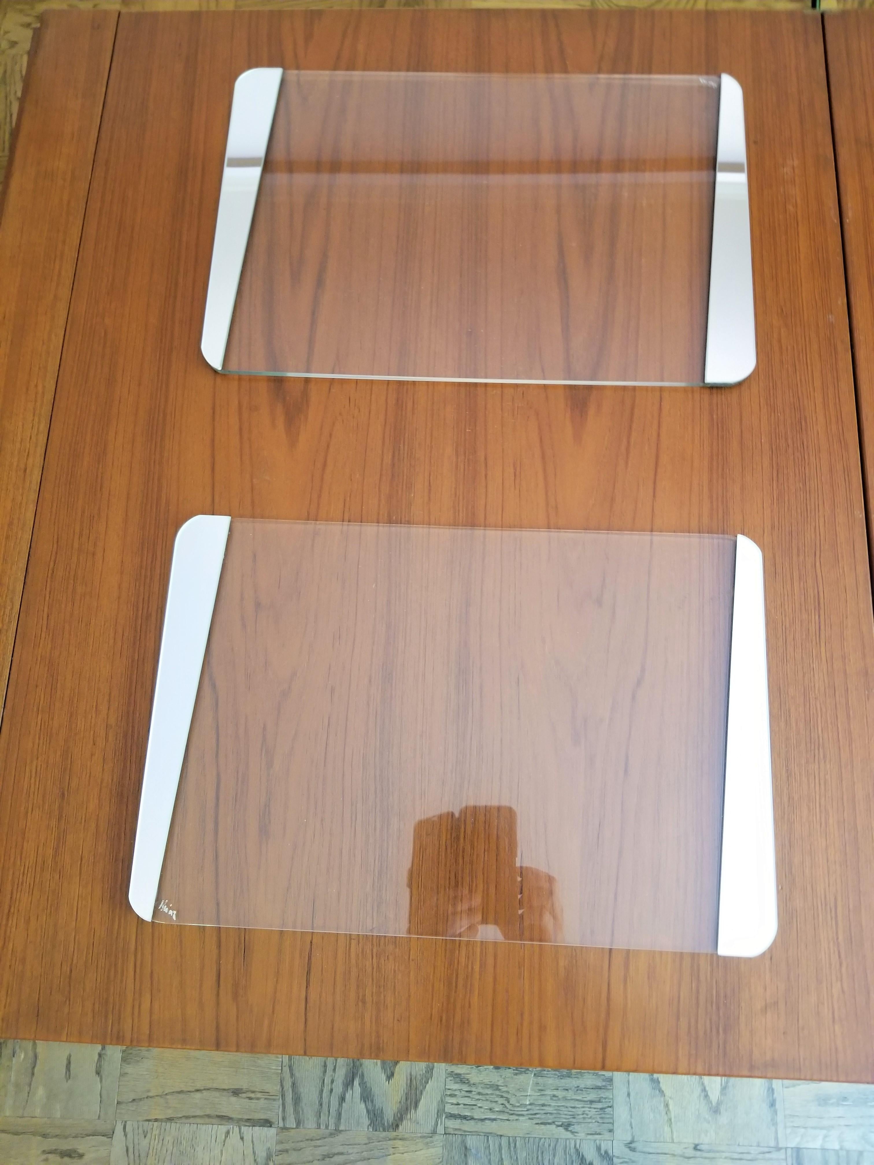 Mid-Century Modern Placemats Table Setting for 12 Artist Signed Lucite and Mirror 1970s