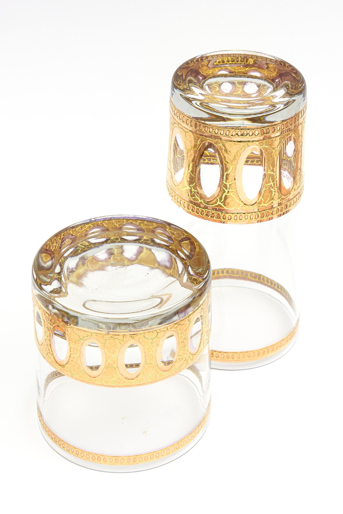 Culver Signed 22 Karat Gold Plated and Glass Drinking Set 12 Vintage Barware 7