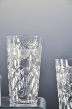 Set of 12 Signed Hawkes Hand Blown Cut Crystal Tumblers "Gravic Fruit" Pattern