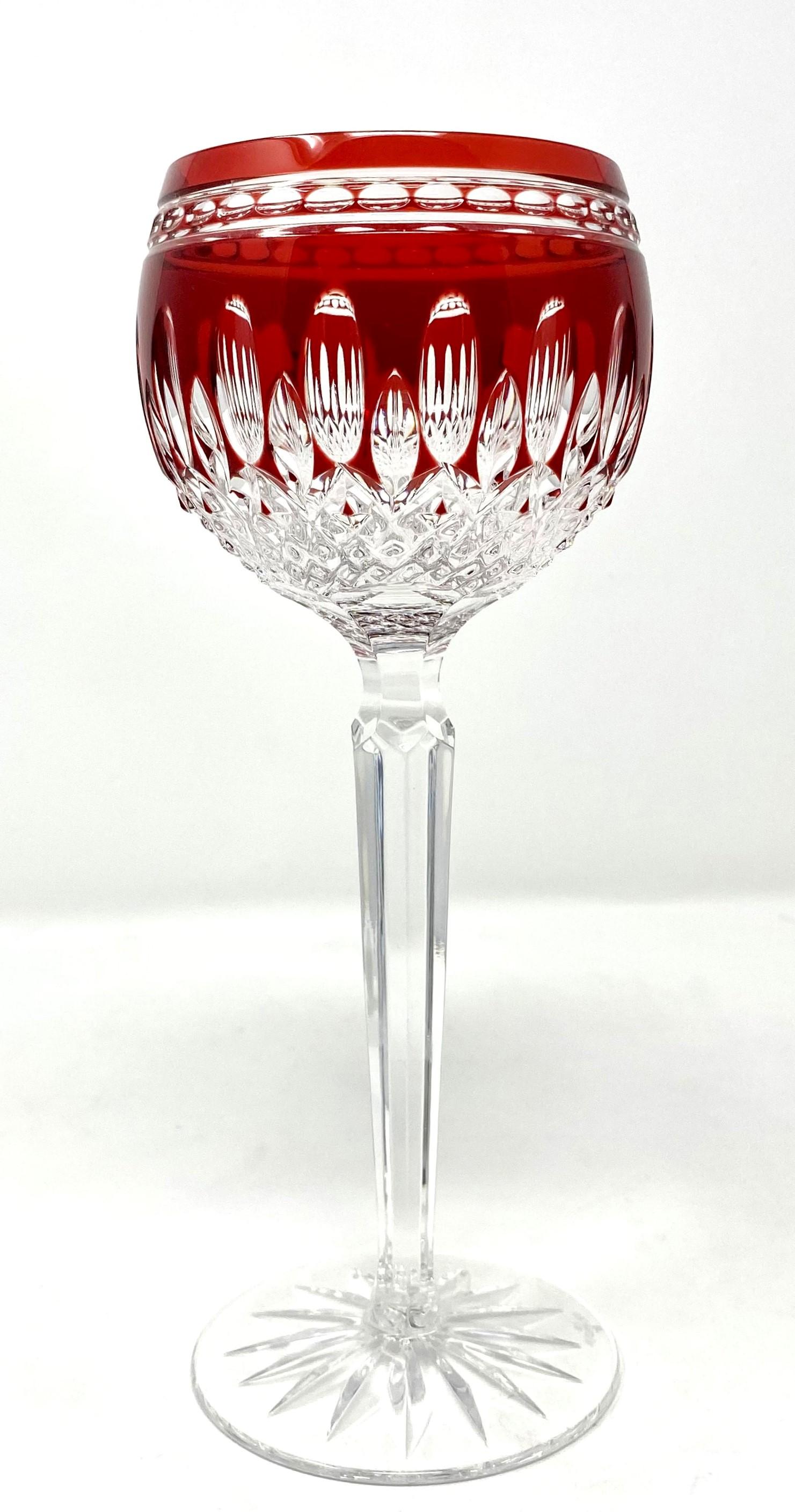 Waterford Crystal CLARENDON 2 Martini Ruby Red Glasses #104798 New In Box 