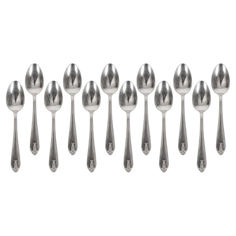 Set of 12 Silver Coffee Spoons, Sweden by Guldsmedsaktiebolaget, 1945 For Sale