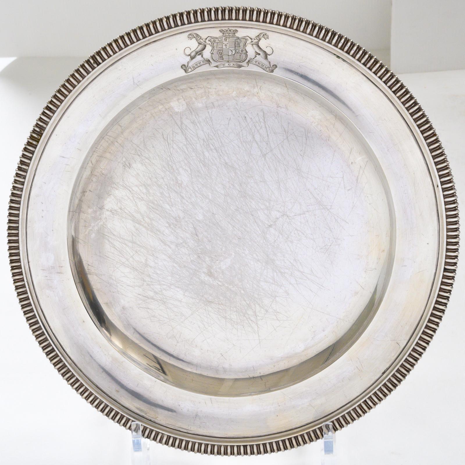 Sterling Silver Set of 12 Silver Dinner Plates by Paul Storr