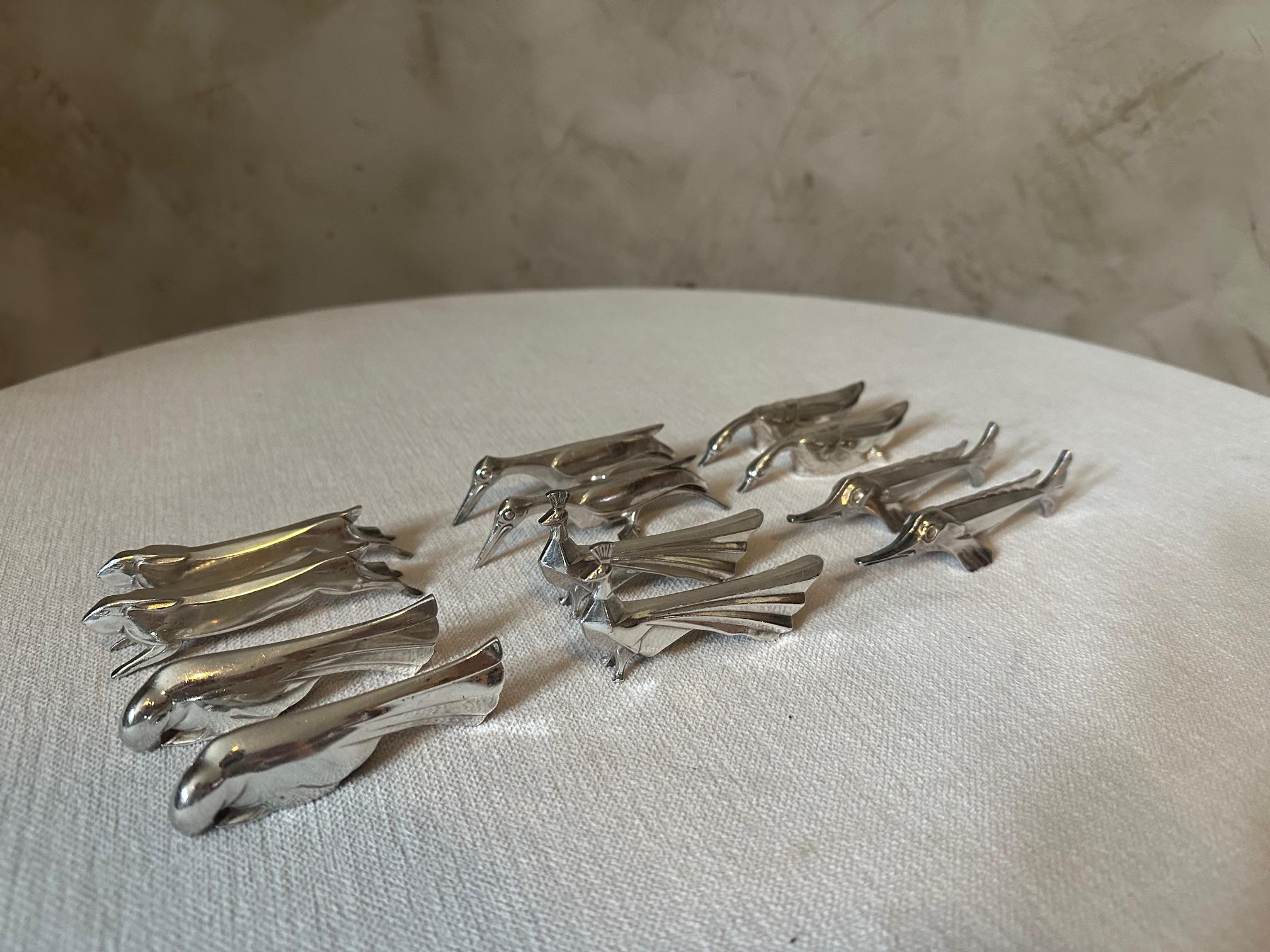Set von 12 versilberten Art-déco- Christofle-Messerhaltern aus Silberblech, 1930er Jahre im Angebot 5
