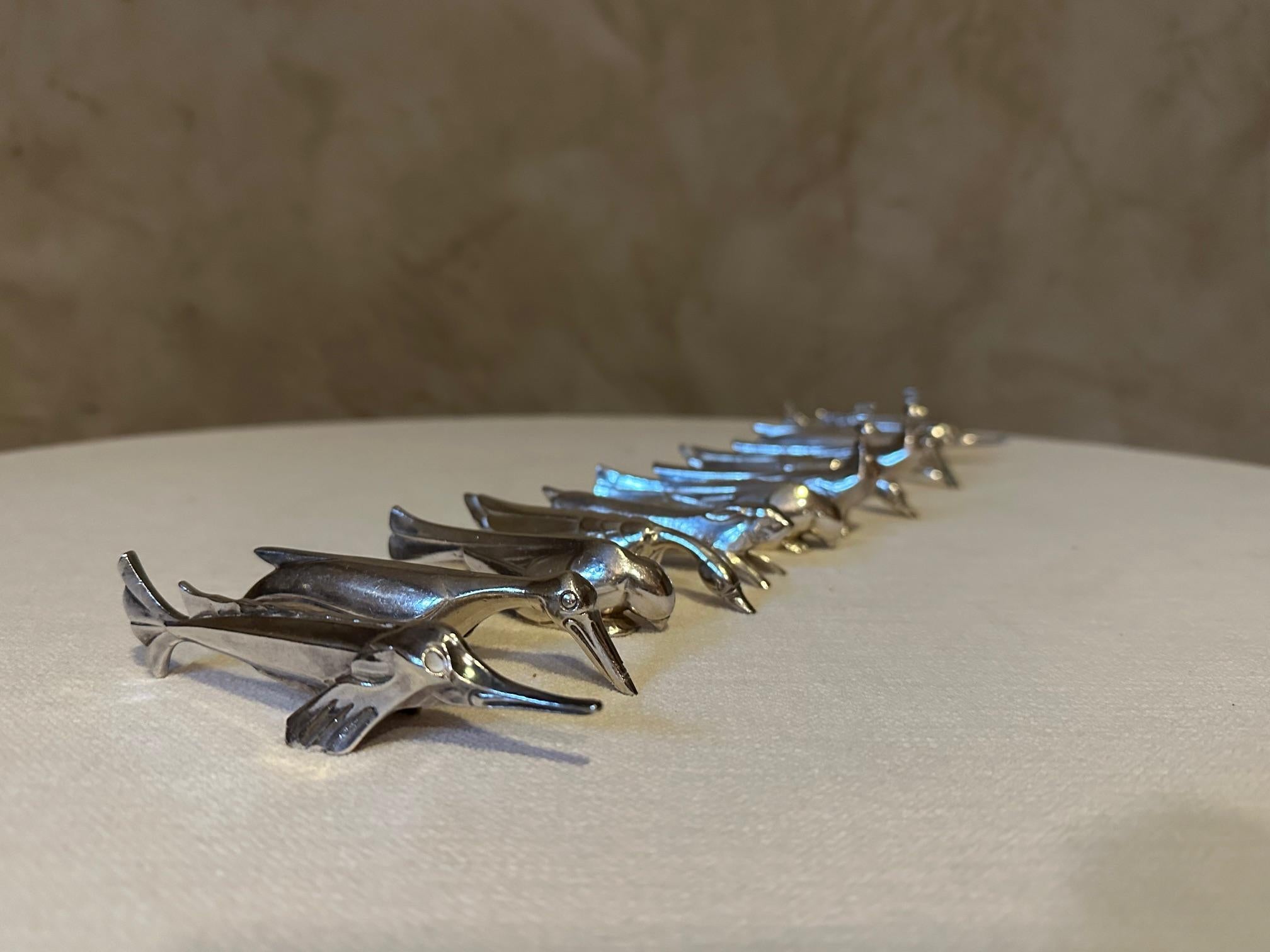 Set von 12 versilberten Art-déco- Christofle-Messerhaltern aus Silberblech, 1930er Jahre (Französisch) im Angebot