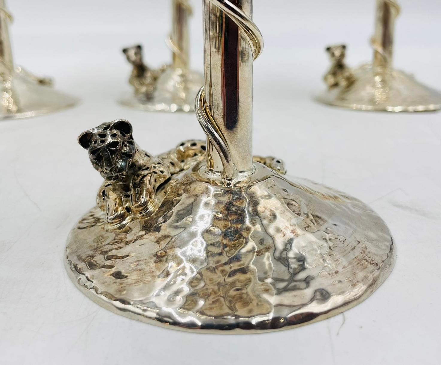Set di 12 calici da vino/acqua in argento placcato e smeraldo schiacciato di Emilia Castillo in vendita 4