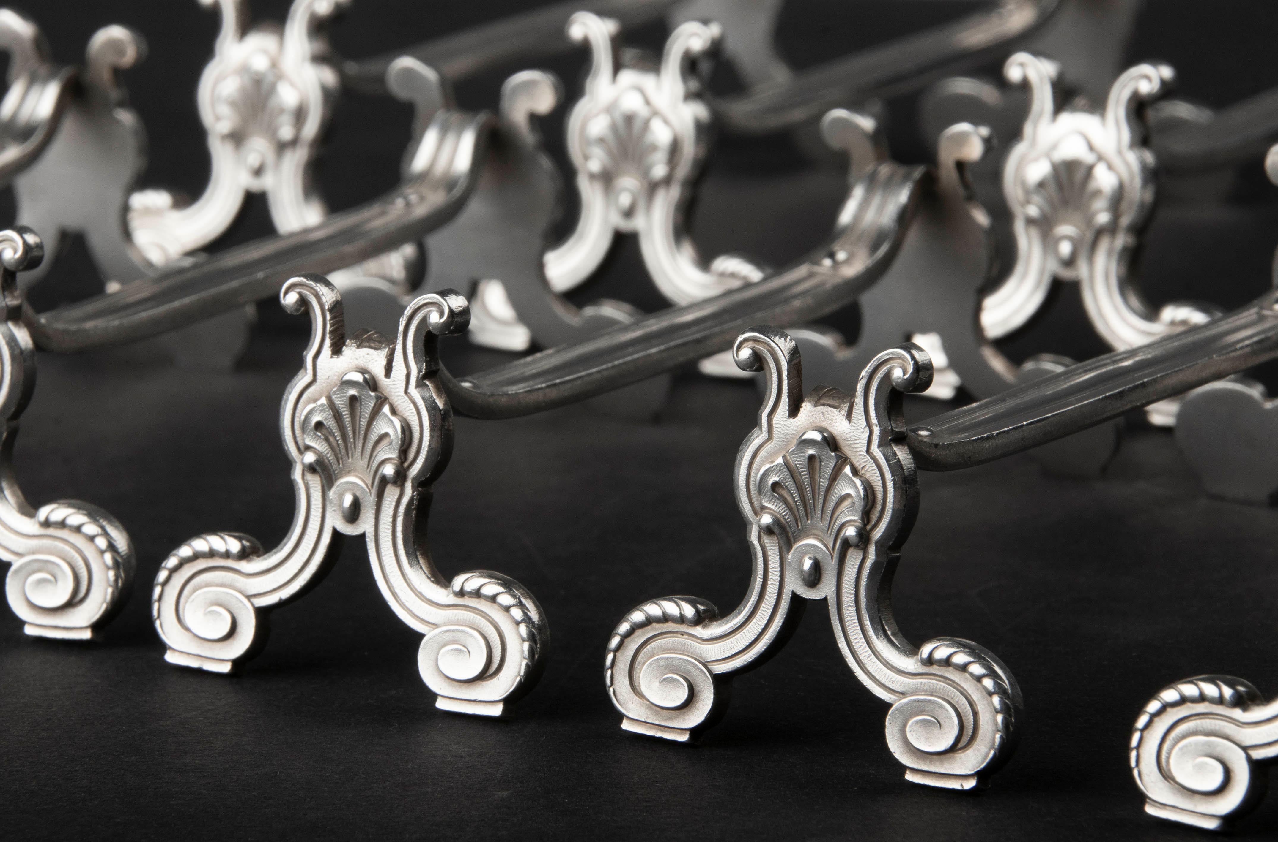 Set of 12 Silver Plated Knife Rests Made by Christofle Model Vendome 4