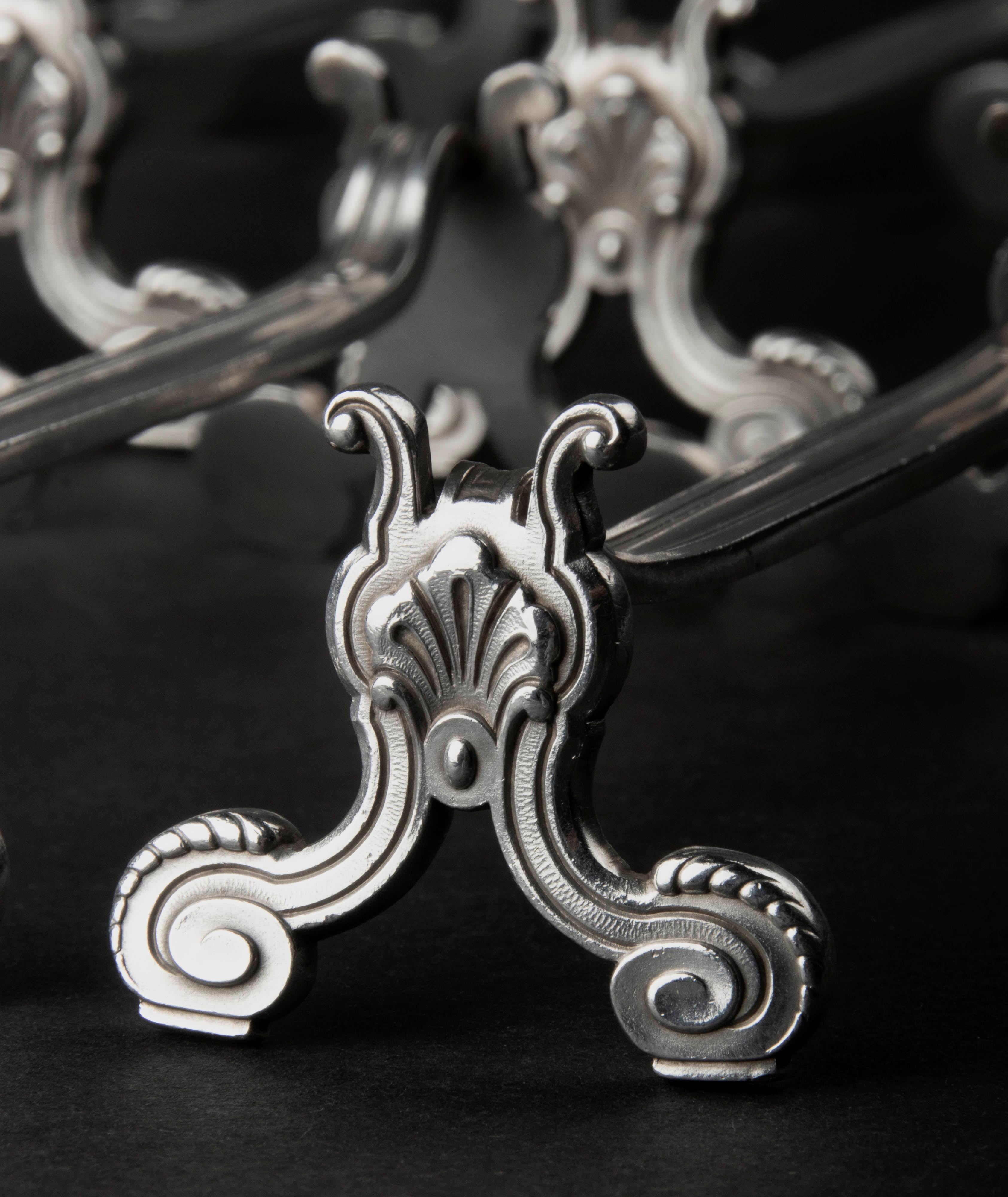 Set of 12 Silver Plated Knife Rests Made by Christofle Model Vendome 10