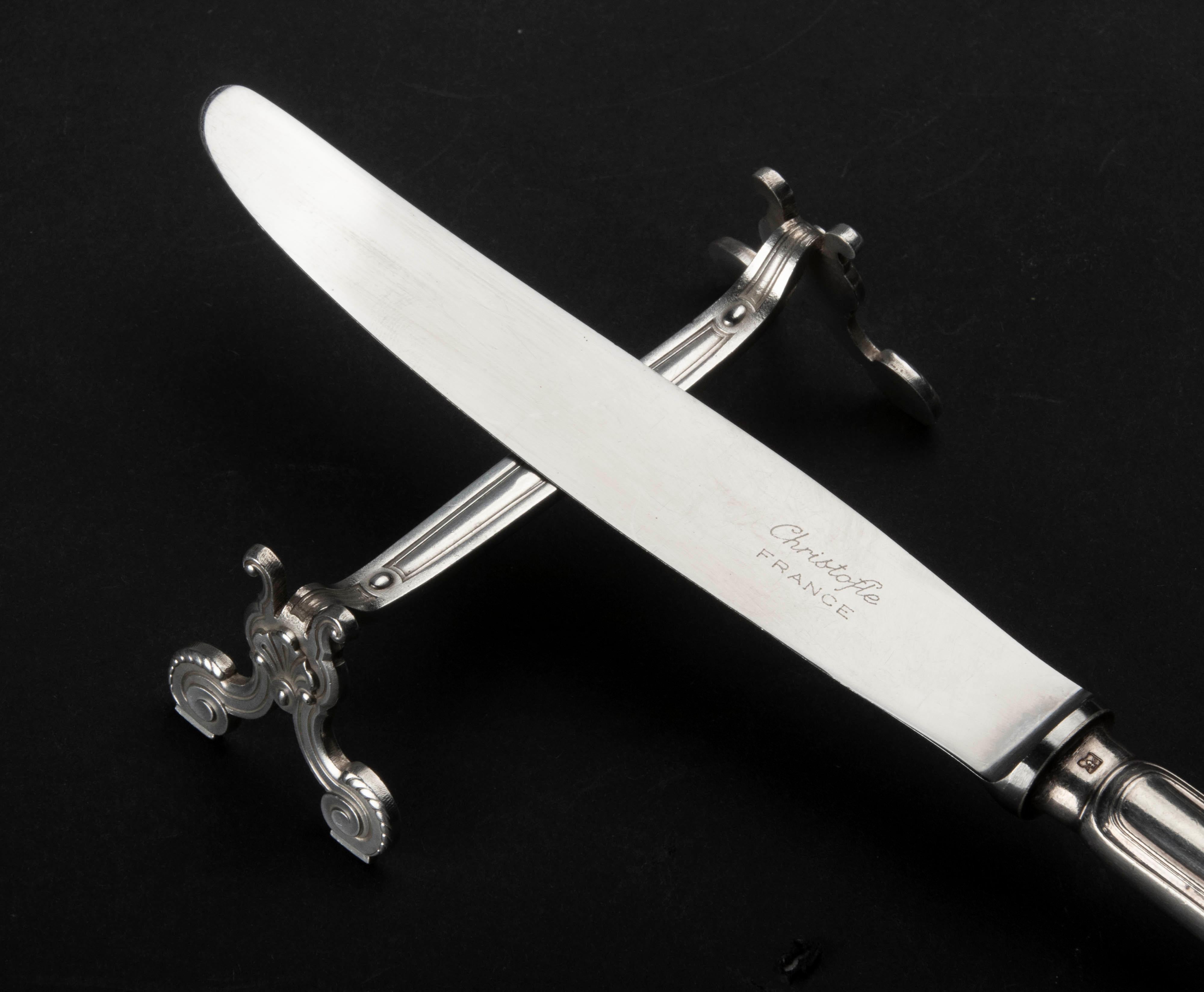 Set of 12 Silver Plated Knife Rests Made by Christofle Model Vendome 11