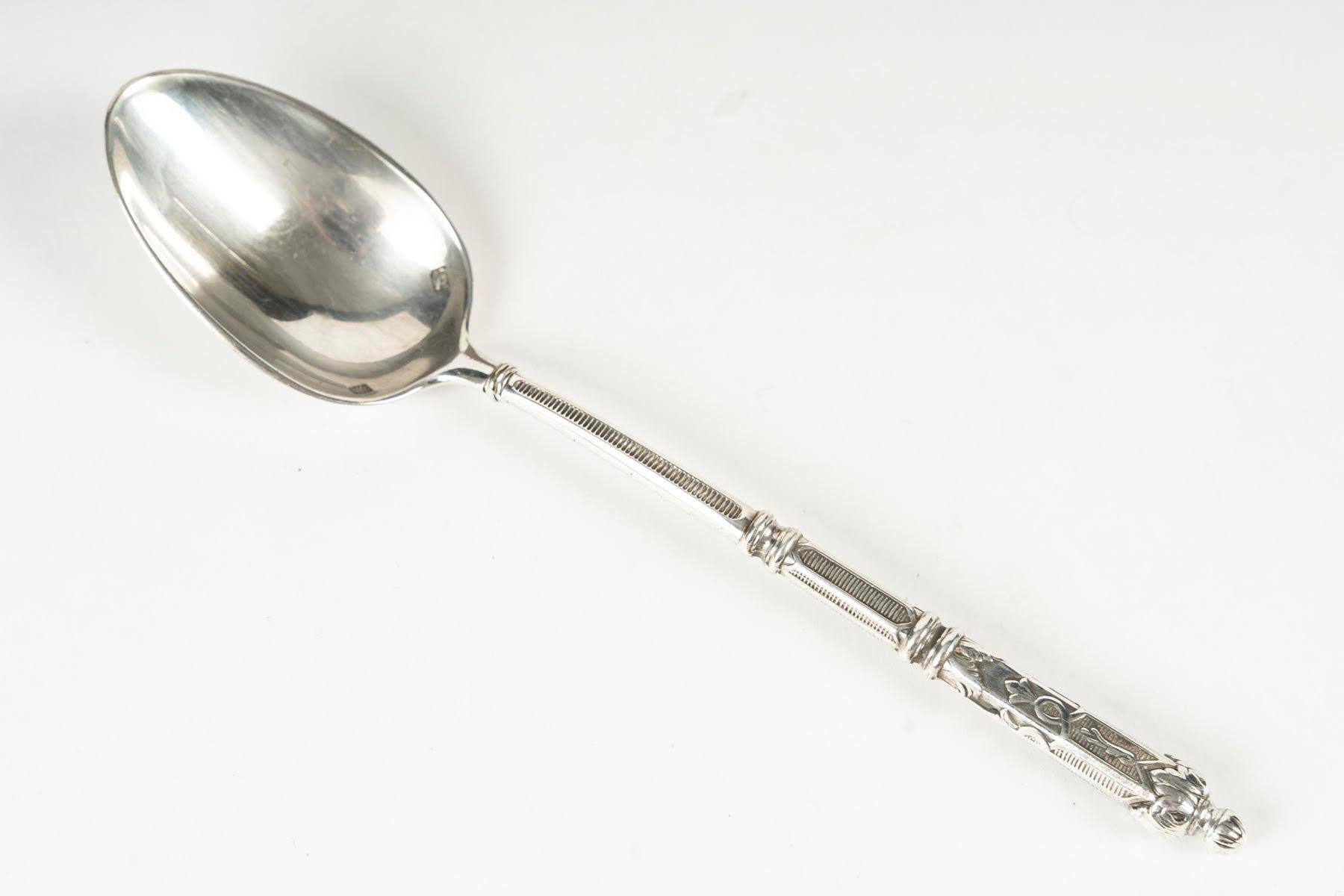 Francese Set of 12 Silver-Plated Teaspoons, 19th Century, Napoleon III Period. in vendita
