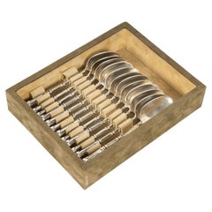 Set of 12 Silver-Plated Teaspoons, 19th Century, Napoleon III Period.