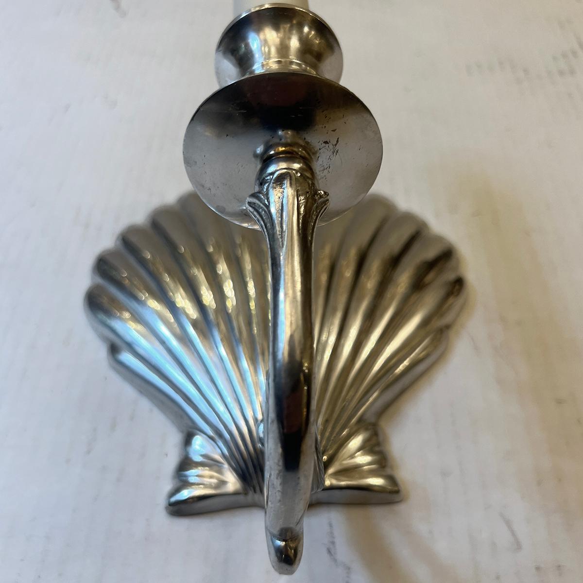 Set of 12 Silvered Shell Sconces, Sold Per Pair In Good Condition For Sale In New York, NY