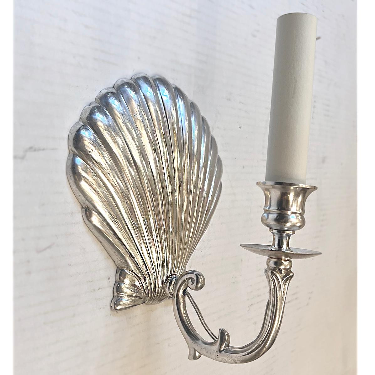 Italian Set of 12 Silvered Shell Sconces, Sold Per Pair For Sale
