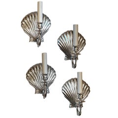 Set of 12 Silvered Shell Sconces, Sold Per Pair
