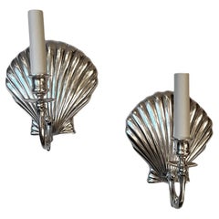 Ensemble d'appliques en coquillage argenté, vendu par paire